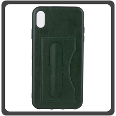 Θήκη Πλάτης - Back Cover, Silicone Σιλικόνη Δερματίνη Leathe Minimalist Support Case Green Πράσινο For iPhone XR