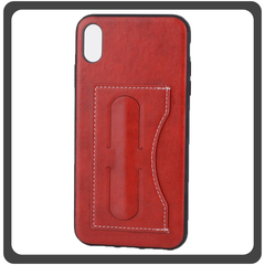 Θήκη Πλάτης - Back Cover, Silicone Σιλικόνη Δερματίνη Leather Minimalist Support Case Red Κόκκινο For iPhone XR