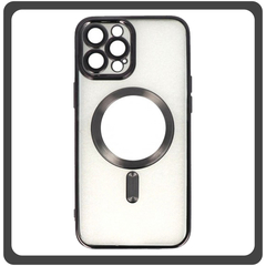 Θήκη Πλάτης - Back Cover, Silicone Σιλικόνη Pattern Plated Magnetic Case Black Μαύρο For iPhone 14 Pro Max