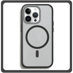 Θήκη Πλάτης - Back Cover, Silicone Σιλικόνη Frosted Edge Macaroon Magnetic Case Black Μαύρο For iPhone 14 Pro Max