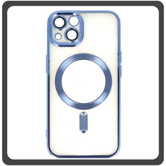 Θήκη Πλάτης - Back Cover, Silicone Σιλικόνη Pattern Plated Magnetic Case Blue Μπλε For iPhone 14 Plus