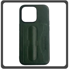 Θήκη Πλάτης - Back Cover, Silicone Σιλικόνη Leather Δερματίνη Minimalist Plug-in Support Case Green Πράσινο For iPhone 13 Pro Max