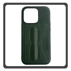 Θήκη Πλάτης - Back Cover Silicone Σιλικόνη Leather Δερματίνη Minimalist Plug-in Support Case Green Πράσινο For iPhone 11 Pro Max