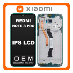 HQ OEM Συμβατή Με Xiaomi Redmi Note 8 Pro, (2015105, M1906G7I) IPS LCD Display Screen Assembly Οθόνη + Touch Screen Digitizer Μηχανισμός Αφής + Frame Bezel Πλαίσιο Σασί Green Πράσινο (Premium A+)