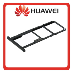 HQ OEM Συμβατό Με Huawei Y5 (2019) (AMN-LX9, AMN-LX1) SIM Card Tray + Micro SD Tray Υποδοχέας Βάση Θήκη Κάρτας SIM Modern Black Μαύρο (Premium A+​)