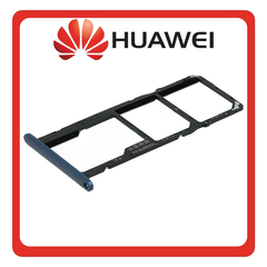HQ OEM Συμβατό Με Huawei Y5 (2019) (AMN-LX9, AMN-LX1) SIM Card Tray + Micro SD Tray Υποδοχέας Βάση Θήκη Κάρτας SIM Sapphire Blue Μπλε (Premium A+​)