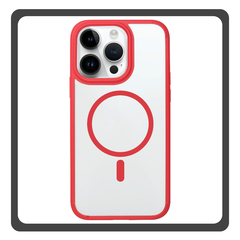 Θήκη Πλάτης - Back Cover, Silicone Σιλικόνη Frosted Edge Macaroon Magnetic Case Red Κόκκινο For iPhone 14 Pro Max