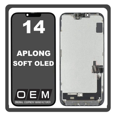 HQ OEM Συμβατό Για Apple iPhone 14 (A2882, A2649) APLONG SOFT OLED LCD Display Screen Assembly Οθόνη + Touch Screen Digitizer Μηχανισμός Αφής Black Μαύρο (Premium A+) (Lifetime Warranty Για Συνεργατες B2B​)