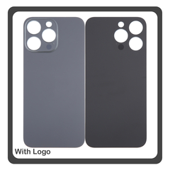 HQ OEM Συμβατό Με Apple iPhone 15 Pro Max, iPhone 15 ProMax (A2849, A3105) Aftermarket Rear Back Battery Cover with Camera Big Hole Πίσω Κάλυμμα Πλάτη Καπάκι Μπαταρίας Black Titanium Μαύρο (Premium A+)