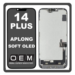 HQ OEM Συμβατό Με iPhone 14 Plus, iPhone 14+ (A2886, A2632) APLONG SOFT OLED LCD Display Screen Assembly Οθόνη + Touch Screen Digitizer Μηχανισμός Αφής Midnight Μαύρο (Premium A+) (Lifetime Warranty Για Συνεργατες B2B​)