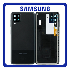 Γνήσια Original Samsung Galaxy A12 NACHO (SM-A127F/DSN, SM-A127F/DS) Rear Back Battery Cover + Camera Lens + Fingerprint Sensor Flex, Πίσω Καπάκι Πλάτη + Τζαμάκι Κάμερας + Αισθητήρας Δαχτυλικού Αποτυπώματος Black Μαύρο GH82-26514A (Service Pack By Samsung)