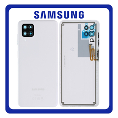 Γνήσια Original Samsung Galaxy A12 NACHO (SM-A127F/DSN, SM-A127F/DS) Rear Back Battery Cover + Camera Lens + Fingerprint Sensor Flex, Πίσω Καπάκι Πλάτη + Τζαμάκι Κάμερας + Αισθητήρας Δαχτυλικού Αποτυπώματος White Άσπρο GH82-26514B (Service Pack By Samsung)