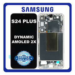Γνήσια Original Samsung Galaxy S24 Plus, S24+ (SM-S926B, SM-S926B/DS) Dynamic LTPO AMOLED 2X LCD Display Screen Assembly Οθόνη + Touch Screen Digitizer Μηχανισμός Αφής + Frame Bezel Πλαίσιο Σασί Marble Grey Γκρι GH82-33410B (Service Pack By Samsung)