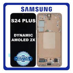 Γνήσια Original Samsung Galaxy S24 Plus, S24+ (SM-S926B, SM-S926B/DS) Dynamic LTPO AMOLED 2X LCD Display Screen Assembly Οθόνη + Touch Screen Digitizer Μηχανισμός Αφής + Frame Bezel Πλαίσιο Σασί Sandstone Orange Πορτοκαλί GH82-33410G (Service Pack By Samsung)