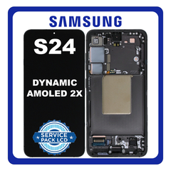 Γνήσια Original Samsung Galaxy S24 5G (SM-S921B, SM-S921B/DS) Dynamic LTPO AMOLED 2X LCD Display Screen Assembly Οθόνη + Touch Screen Digitizer Μηχανισμός Αφής + Frame Bezel Πλαίσιο Σασί Onyx Black Μαύρο GH82-33287A (Service Pack By Samsung)