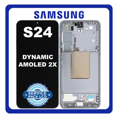 Γνήσια Original Samsung Galaxy S24 5G (SM-S921B, SM-S921B/DS) Dynamic LTPO AMOLED 2X LCD Display Screen Assembly Οθόνη + Touch Screen Digitizer Μηχανισμός Αφής + Frame Bezel Πλαίσιο Σασί Sapphire Blue Μπλε GH82-33287F (Service Pack By Samsung)