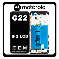Γνήσια Original Motorola Moto G22 (XT2231-1, XT2231-2, XT2231-5), IPS LCD Display Screen Assembly Οθόνη + Touch Screen Digitizer Μηχανισμός Αφής + Frame Bezel Πλαίσιο Σασί Cosmic Black Μαύρο 5D68C20423 (Service Pack By Motorola)