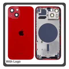 HQ OEM Συμβατό Για Apple iPhone 13 (A2633, A2482) EU Version Rear Back Battery Cover Middle Frame- Housing Πίσω Κάλυμμα Καπάκι Πλάτη Μπαταρίας - Σασί + Side Keys Πλαινά πλήκτρα  + Sim Tray Θήκη Κάρτας Red Κόκκινο (Premium A+)