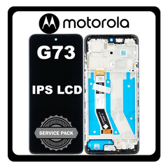 Γνήσια Original Motorola Moto G73 5G, IPS LCD Display Screen Assembly Οθόνη + Touch Screen Digitizer Μηχανισμός Αφής + Frame Bezel Πλαίσιο Σασί Black Μαύρο 5D68C22272 ​(Service Pack By Motorola)