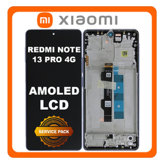 Γνήσια Original Xiaomi Redmi Note 13 Pro 4G (23117RA68G, 2312FPCA6G) / / Poco M6 Pro (2312FPCA6G)​ AMOLED LCD Display Screen Assembly Οθόνη + Touch Screen Digitizer Μηχανισμός Αφής + Frame Bezel Πλαίσιο Σασί Lavender Purple Μωβ 56000200N600 (Service Pack By Xiaomi)