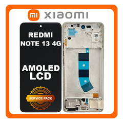 Γνήσια Original Xiaomi Redmi Note 13 4G (23129RAA4G, 23124RA7EO) AMOLED LCD Display Screen Assembly Οθόνη + Touch Screen Digitizer Μηχανισμός Αφής + Frame Bezel Πλαίσιο Σασί Mint Green Πράσινο 56000300N700 (Service Pack By Xiaomi)