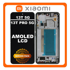 Γνήσια Original Xiaomi 13T 5G (2306EPN60G) / Xiaomi 13T Pro (23078PND5G), AMOLED LCD Display Screen Assembly Οθόνη + Touch Screen Digitizer Μηχανισμός Αφής Black Μαύρο 5600050M1200 (Service Pack By Xiaomi)