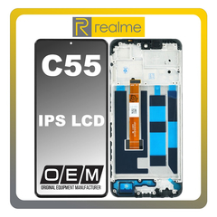 HQ OEM Συμβατό Με Realme C55 (RMX3710) IPS LCD Display Screen Assembly Οθόνη + Touch Screen Digitizer Μηχανισμός Αφής + Frame Bezel Πλαίσιο Σασί​ Black Μαύρο (Premium A+)