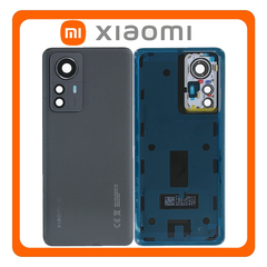 Γνήσια Original Xiaomi 12 Pro 5G (2201122C, 2201122G), Rear Back Battery Cover Πίσω Κάλυμμα Καπάκι Πλάτη Μπαταρίας + Camera Lens Τζαμάκι Κάμερας Black Μαύρο 56000J00L200 (Service Pack By Xiaomi)