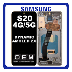 HQ OEM Συμβατό Με Samsung Galaxy S20 4G (SM-G980, SM-G980F) / S20 5G (SM-G981, SM-G981F) Dynamic AMOLED 2X LCD Display Screen Assembly Οθόνη + Touch Screen Digitizer Μηχανισμός Αφής + Frame Bezel Πλαίσιο Σασί Cosmic Gray​ Γκρι (Premium A+)