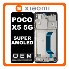 HQ OEM Συμβατό Με Xiaomi Poco X5 5G (22111317PG, 22111317PI) Super AMOLED LCD Display Screen Assembly Οθόνη + Touch Screen Digitizer Μηχανισμός Αφής + Frame Bezel Πλαίσιο Σασί Black Μαύρο (Premium A+)