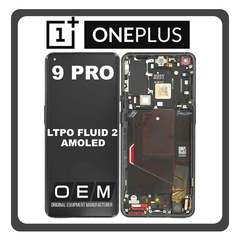 HQ OEM Συμβατό Με OnePlus 9 Pro (LE2121, LE2125) LTPO Fluid2 AMOLED LCD Display Screen Assembly Οθόνη + Touch Screen Digitizer Μηχανισμός Αφής + Frame Bezel Πλαίσιο Σασί Black Μαύρο (Premium A+)