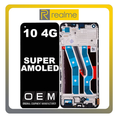 HQ OEM Συμβατό Με Realme 10 4G (RMX3630) Super AMOLED LCD Display Screen Assembly Οθόνη + Touch Screen Digitizer Μηχανισμός Αφής + Frame Bezel Πλαίσιο Σασί Black Μαύρο (Premium A+)