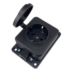 Extension Socket no Brand 5701, 1 Way, 250v, 16a, Waterproof, Without Cable, Black - 17870