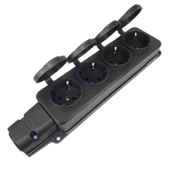 Extension Socket no Brand 5704, 4 Way, 250v, 16a, Waterproof, Without Cable, Black - 17873
