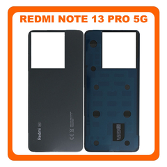 HQ OEM Συμβατό Με Redmi Note 13 Pro 5G (2312DRA50C, 2312CRAD3C), Rear Back Battery Cover Πίσω Καπάκι Πλάτη Μπαταρίας Midnight Black Μαύρο (Premium A+)