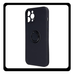 Θήκη Πλάτης - Back Cover, Silicone Σιλικόνη Black Μαύρο FInger Grip Case For iPhone 15 Pro