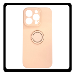 Θήκη Πλάτης - Back Cover, Silicone Σιλικόνη Pink Ροζ FInger Grip Case For iPhone 15 Pro