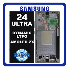 Γνήσια Original Samsung Galaxy S24 Ultra 5G (SM-S928B, SM-S928B/DS) Dynamic LTPO AMOLED 2X LCD Display Screen Assembly Οθόνη + Touch Screen Digitizer Μηχανισμός Αφής + Frame Bezel Πλαίσιο Σασί Titanium Grey, Violet, Orange GH82-33396A (Service Pack By Samsung)