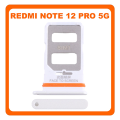 Γνήσια Original Xiaomi Redmi Note 12 Pro 5G (22101316C, 22101316I) SIM Card Tray Υποδοχέας Βάση Θήκη Κάρτας SIM Polar White Άσπρο (Service Pack By Xiaomi)