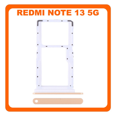 Γνήσια Original Xiaomi Redmi Note 13 5G (2312DRAABG, 2312DRAABI), SIM Card Tray + Micro SD Tray Slot Υποδοχέας Βάση Θήκη Κάρτας SIM Prism Gold Χρυσό (Service Pack By XIaomi)