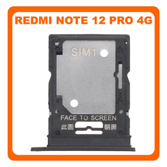 Γνήσια Original Xiaomi Redmi Note 12 4G (23021RAAEG, 23021RAA2Y) SIM Card Tray + Micro SD Tray Slot Υποδοχέας Βάση Θήκη Κάρτας SIM Onyx Gray Μαύρο (Service Pack By Xiaomi)