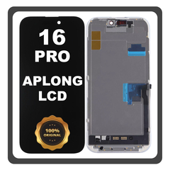 Γνήσια Original For Apple iPhone 16 Pro (A3293, A3083) APLONG LCD Display Screen Assembly Οθόνη + Touch Screen Digitizer Μηχανισμός Αφής Space Black Μαύρο (Lifetime Warranty Για Συνεργατες B2B​)
