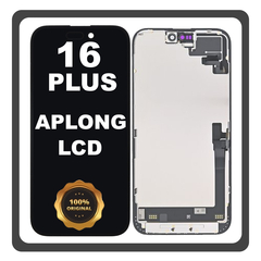 Γνήσια Original For Apple iPhone 16 Plus (A3290, A3082) APLONG LCD Display Screen Assembly Οθόνη + Touch Screen Digitizer Μηχανισμός Αφής Space Black Μαύρο (Lifetime Warranty Για Συνεργατες B2B​)