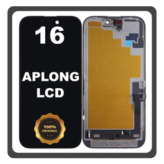 Γνήσια Original For Apple iPhone 16 (A3287, A3081) APLONG LCD Display Screen Assembly Οθόνη + Touch Screen Digitizer Μηχανισμός Αφής Space Black Μαύρο (Lifetime Warranty Για Συνεργατες B2B​)