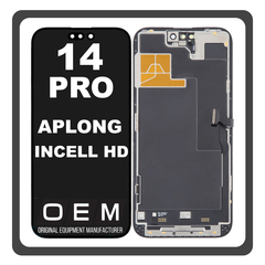 HQ OEM Συμβατό Με Apple iPhone 14 Pro (A2890, A2650) APLONG In-Cell-HD, InCell-HD LCD Display Screen Assembly Οθόνη + Touch Screen Digitizer Μηχανισμός Αφής With IC Removable Black Μαύρο (Premium A+) (Lifetime Warranty Για Συνεργατες B2B​)