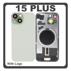 HQ OEM Συμβατό Με Apple iPhone 15 Plus, iPhone 15+ (A3094, A2847) Rear Back Battery Cover Πίσω Κάλυμμα Καπάκι Πλάτη Μπαταρίας + Metal Plate + Camera Lens Τζαμάκι Κάμερας + Magsafe Green Πράσινο (Premium A+)
