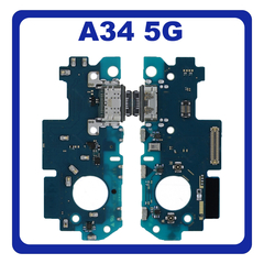HQ OEM Συμβατό Με Samsung Galaxy A34 5G (SM-A346E, SM-A346B) USB Type-C Charging Dock Connector Flex Sub Board, Καλωδιοταινία Υπό Πλακέτα Φόρτισης + Microphone Μικρόφωνο (Premium A+)
