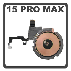 Γνήσια Original For Apple iPhone 15 Pro Max (A2849, A3105) Wireless Charging Coil Ασύρματος Φορτιστής + Camera Flashlight Flex Cable Φλας Pulled
