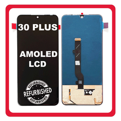 New Refurbished TCL 30 Plus, TCL 30+ (T676K, T676J) AMOLED LCD Display Screen Assembly Οθόνη + Touch Screen Digitizer Μηχανισμός Αφής Tech Black Μαύρο