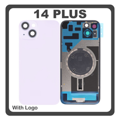 HQ OEM Συμβατό Με Apple iPhone 14 Plus, iPhone 14+ (A2886, A2632, A2885) Rear Back Battery Cover Πίσω Κάλυμμα Καπάκι Πλάτη Μπαταρίας + Metal Plate + Camera Lens Τζαμάκι Κάμερας + Magsafe Purple Μωβ (Premium A+)